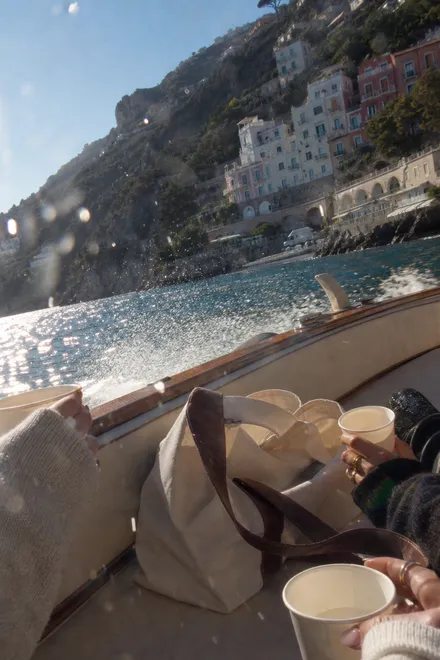 A candid coastal trip photographed from a café terrace