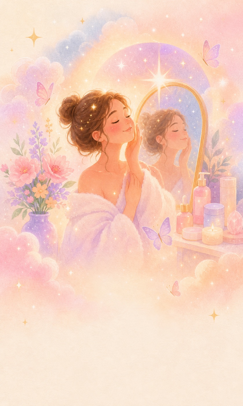 Glow Up Season manifestation card illustration